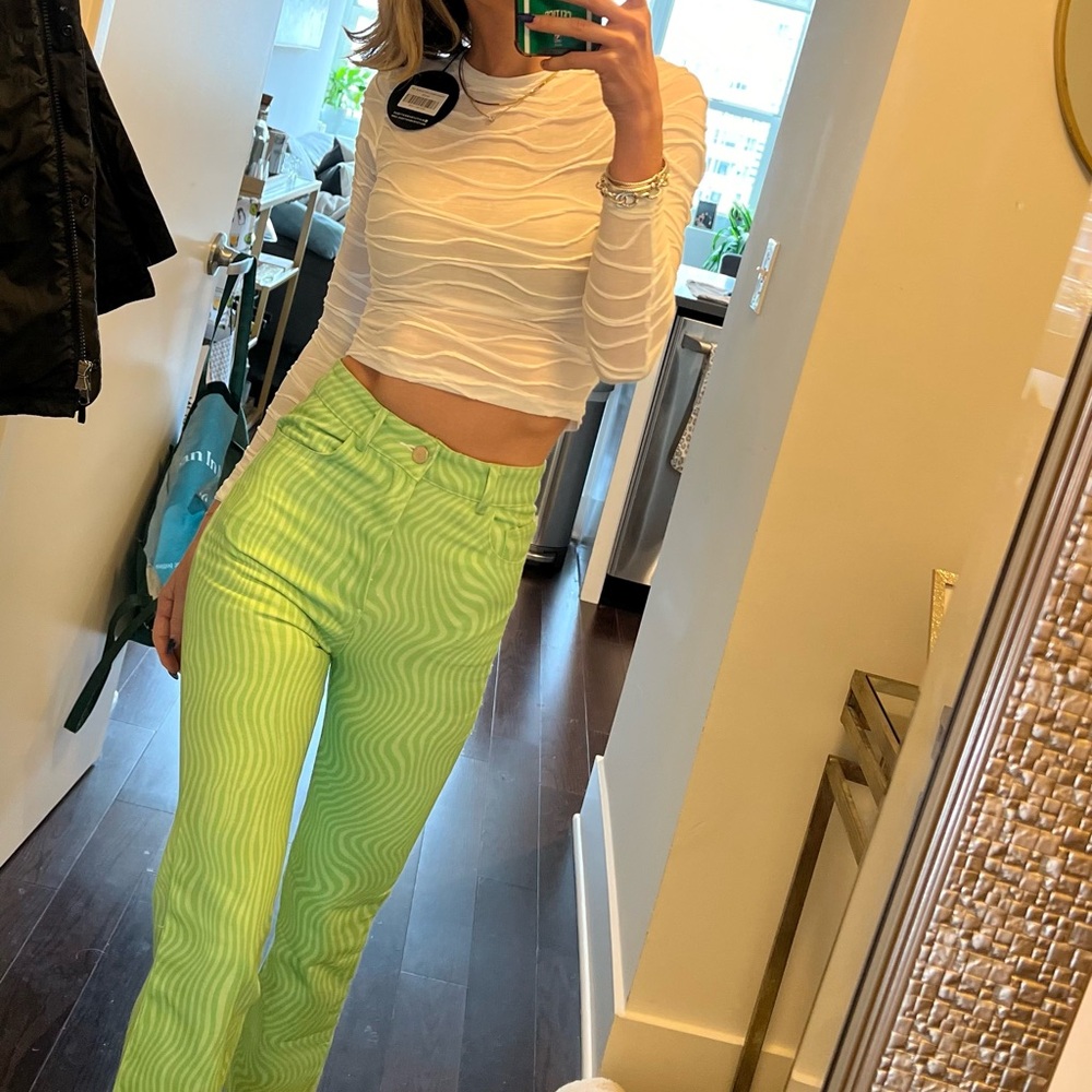 ASOS fun green and white denim pants NEVER WORN